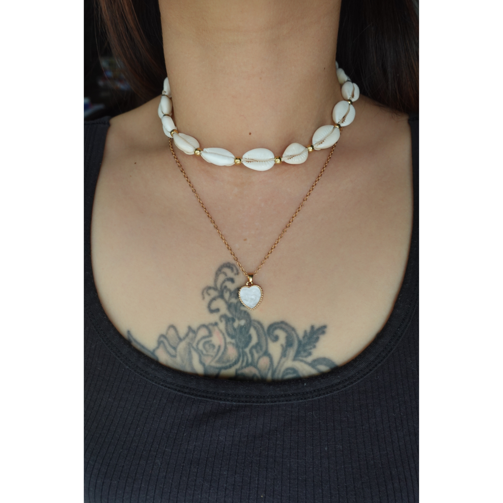🌈Seashell and Heart Pendant-Double Layer Necklace