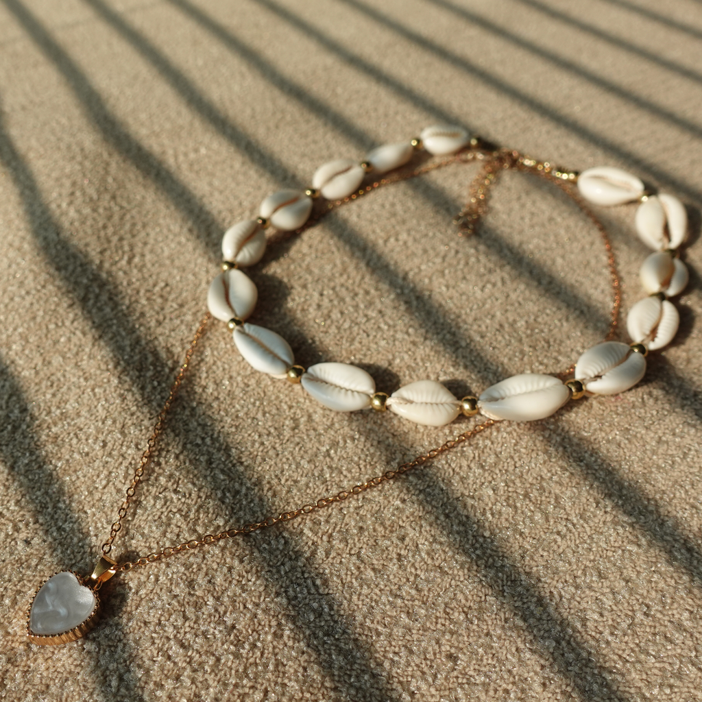🌈Seashell and Heart Pendant-Double Layer Necklace