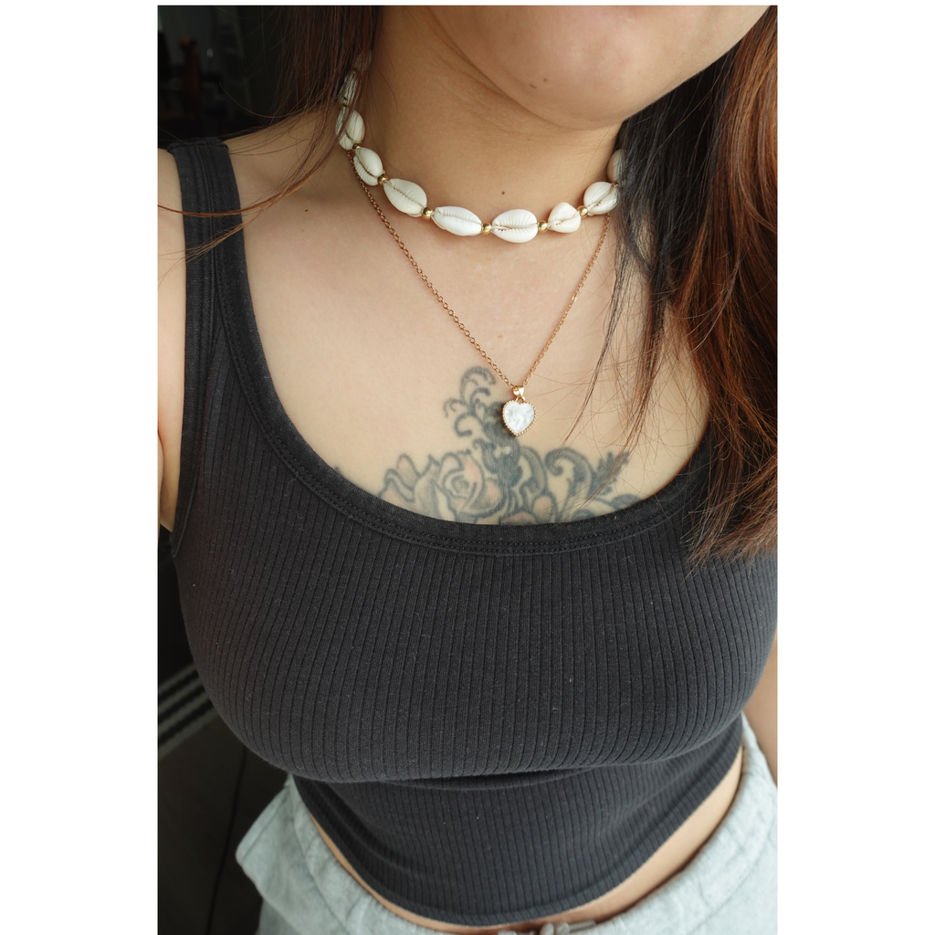🌈Seashell and Heart Pendant-Double Layer Necklace
